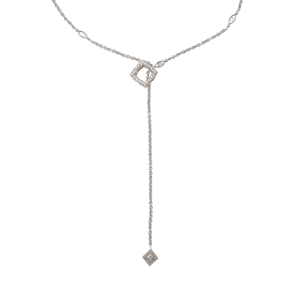 A diamond lariat necklace